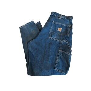 Vintage Carhartt Dungaree Fit Medium Wash Denim Work Carpenter Pants Sz 38x30